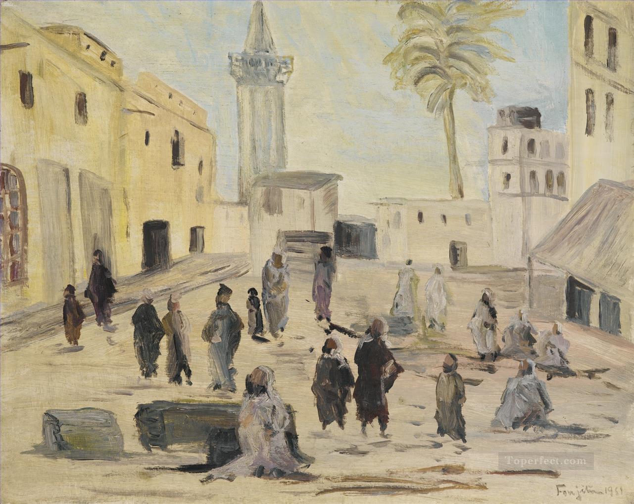 Scene de rue en Algerie Leonard Tsuguharu Foujita Japanese Oil Paintings